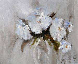 Painting, Still life - White bouquet