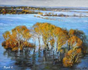 Painting, Landscape - Overflow of the Lena River