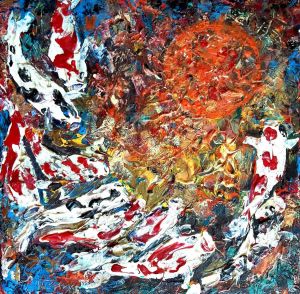 Painting, Expressionism - Hokutoki - the way of the carp