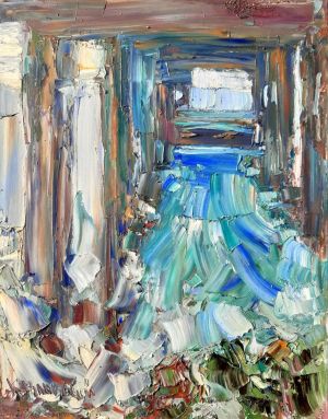 Painting, Expressionism - Waves under the pier