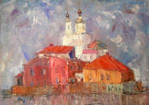 Painting, City landscape - Kursk pyramid