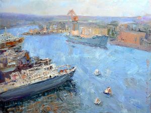 Painting, Impressionism - Sevastopol - sea city