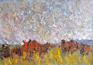 Painting, Expressionism - Bull herd