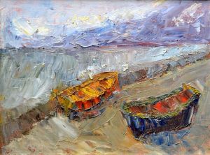Painting, Seascape - Boats and sea