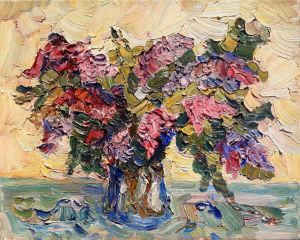 Painting, Still life - Lilac in pink
