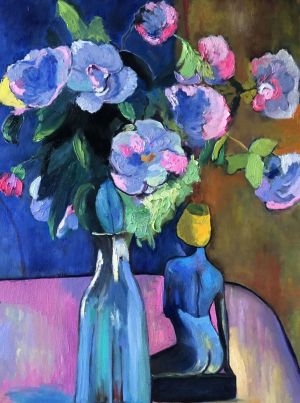 Painting, Impressionism - Vase with flowers