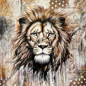 Painting, Impressionism - Lion