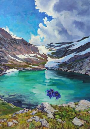 Painting, Landscape - Mountain lake,Altai.