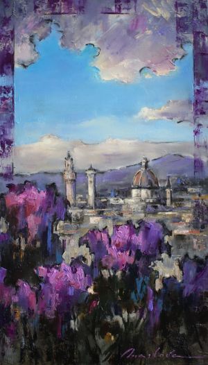 Painting, City landscape - Spring in Florence