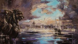 Painting, City landscape - On the Neva