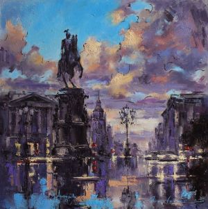 Painting, City landscape - St. Isaac&#039;s Square
