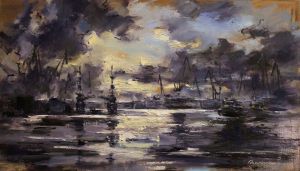 Painting, City landscape - Port