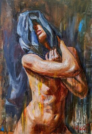 Painting, Nude (nudity) - Black scarf