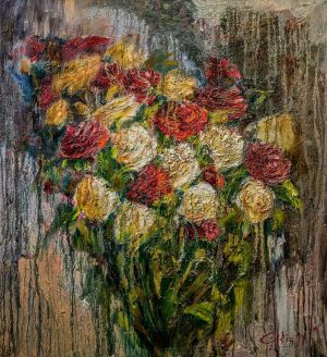 Painting, Expressionism - Crying flowers