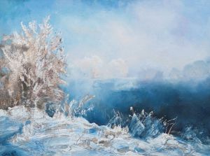Painting, Landscape - Frosty day 2.