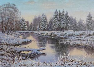 Painting, Landscape - winter dawn