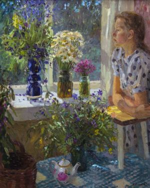 Painting, Portrait - Svetlana on the veranda