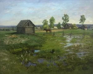Painting, Landscape - The village «Staroe Kotyshche»