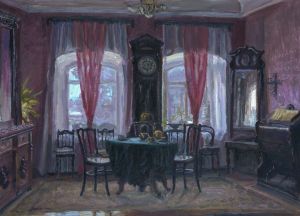 Painting, Realism -  Interior in the museum