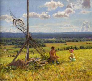 Painting, Realism - Afternoon at summer