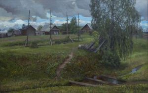 Painting, Landscape - In the village of Prityka