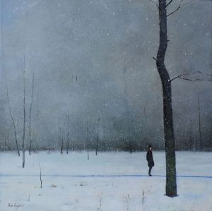 Painting, City landscape - The Breath of winter