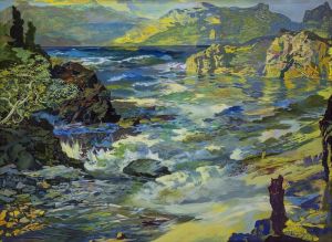 Painting, Expressionism - Rocks singing in the sea