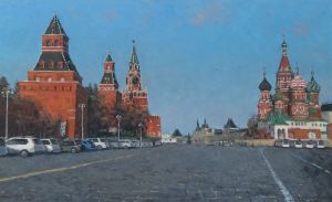 Painting, City landscape - On Red Square