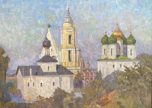 Painting, City landscape - Kolomna Kremlin