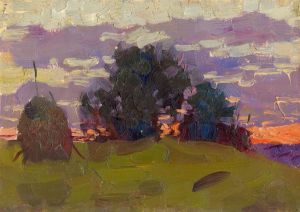 Painting, Landscape - «Summer evening, Kenozero».