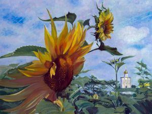 Painting, Realism - Sunflowers