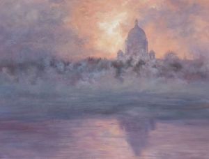 Painting, Impressionism - St. Isaac&#039;s Cathedral in the fog