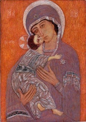 Graphics, Linocut - Our Lady of Vladimir