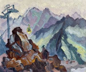 Painting, Landscape - The road to Elbrus. Height.
