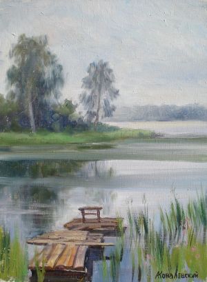 Painting, Landscape - Morning at the Academy. Fog