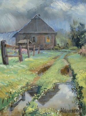 Painting, Realism - Thunderstorm in Gubarevo