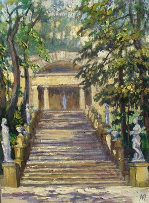 Painting, Landscape - Stairs in the park