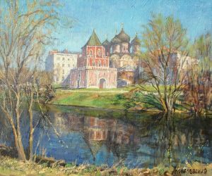 Painting, Landscape - May. Bridge tower in Izmailovo
