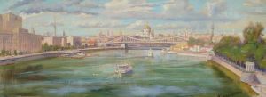 Painting, City landscape - View from the Andreevsky Bridge