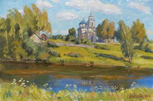 Painting, Landscape - Village Church