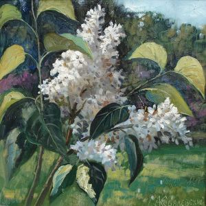 Painting, Landscape - White lilac