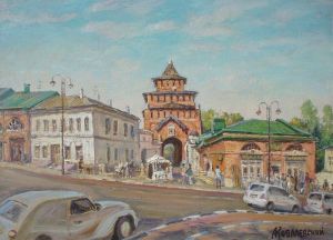 Painting, City landscape - Kolomna Kremlin. Pyatnitsky Gate