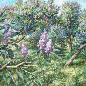 Painting, Landscape - Lilac bush