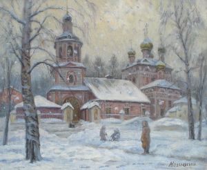 Painting, City landscape - Moscow. Izmailovo. Church of the Nativity