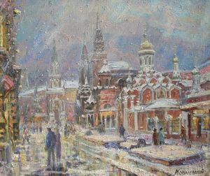 Painting, Realism - View from Nikolskaya street