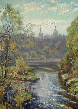 Painting, Landscape - View of the Solotchinsky Nativity of the Theotokos Convent
