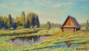 Painting, Landscape - A fresh morning in the village