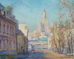 Painting, City landscape - Nikoloyamskaya street