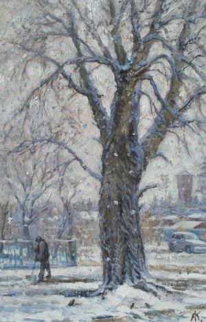 Painting, Realism - Winter in Pavlino