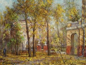 Painting, City landscape - Sunny October on the 6th Park